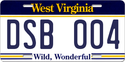WV license plate DSB004