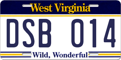 WV license plate DSB014