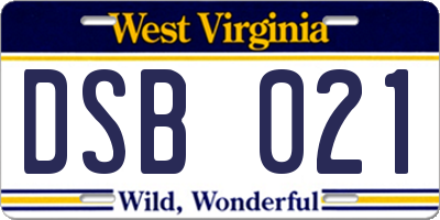 WV license plate DSB021