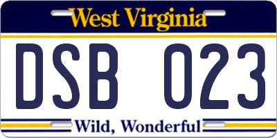 WV license plate DSB023