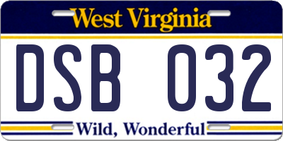 WV license plate DSB032