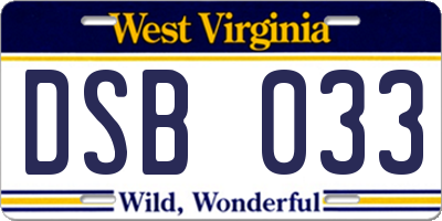 WV license plate DSB033