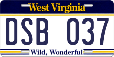 WV license plate DSB037