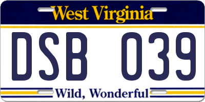 WV license plate DSB039