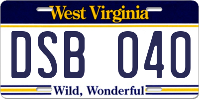 WV license plate DSB040