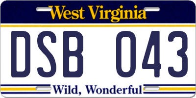 WV license plate DSB043