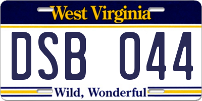WV license plate DSB044