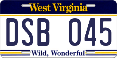 WV license plate DSB045