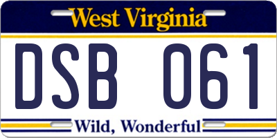 WV license plate DSB061