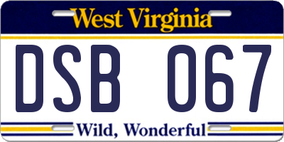 WV license plate DSB067