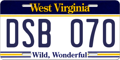 WV license plate DSB070