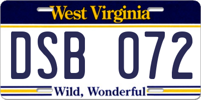 WV license plate DSB072