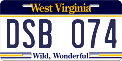 WV license plate DSB074
