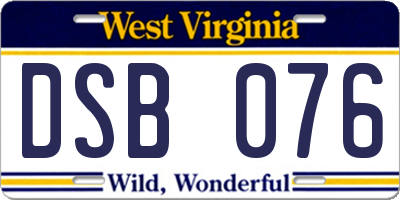 WV license plate DSB076