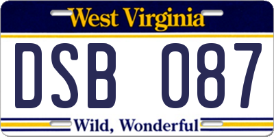 WV license plate DSB087