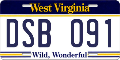 WV license plate DSB091