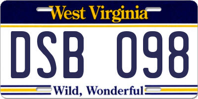 WV license plate DSB098