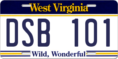 WV license plate DSB101