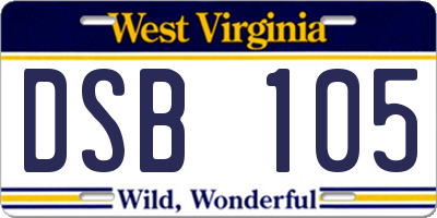 WV license plate DSB105