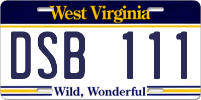 WV license plate DSB111