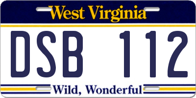 WV license plate DSB112