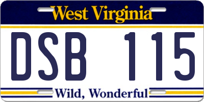 WV license plate DSB115