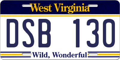 WV license plate DSB130