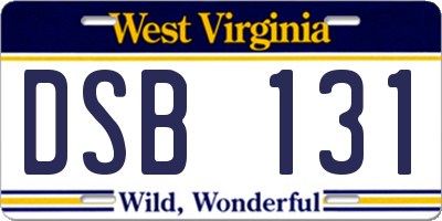 WV license plate DSB131