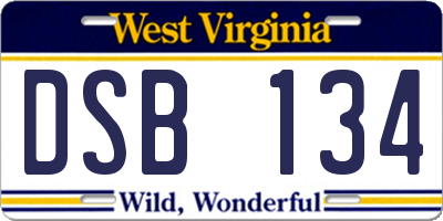 WV license plate DSB134