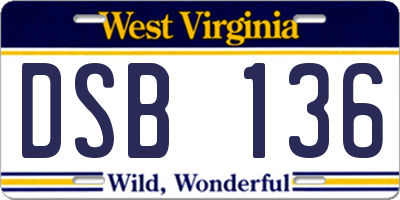 WV license plate DSB136