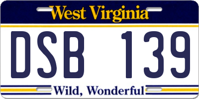 WV license plate DSB139