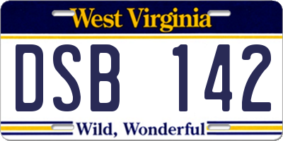 WV license plate DSB142
