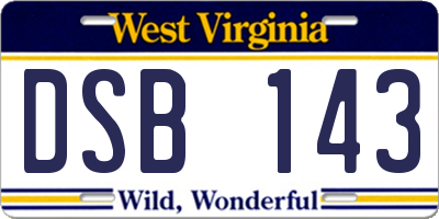 WV license plate DSB143