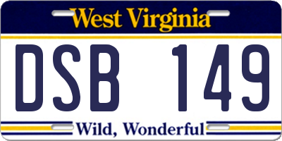 WV license plate DSB149
