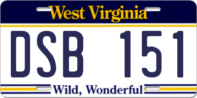 WV license plate DSB151