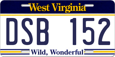 WV license plate DSB152