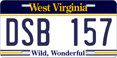 WV license plate DSB157