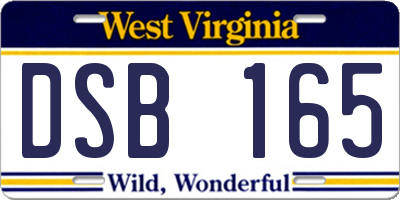 WV license plate DSB165