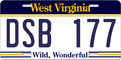 WV license plate DSB177