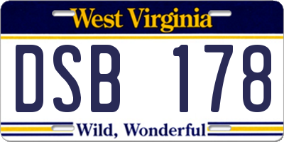 WV license plate DSB178
