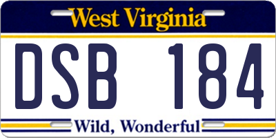 WV license plate DSB184