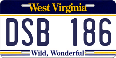 WV license plate DSB186