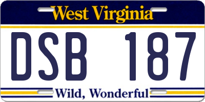 WV license plate DSB187