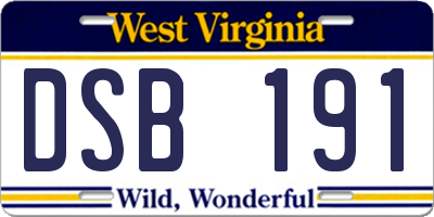 WV license plate DSB191