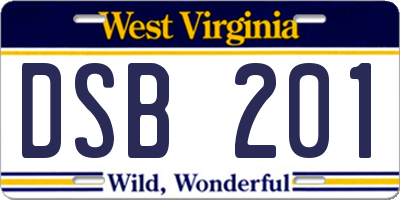 WV license plate DSB201
