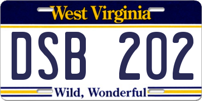 WV license plate DSB202