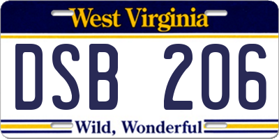 WV license plate DSB206