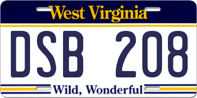 WV license plate DSB208