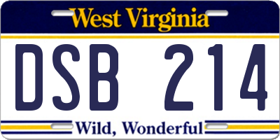 WV license plate DSB214