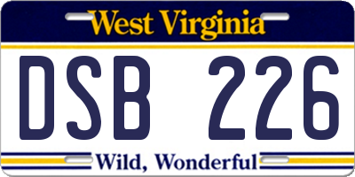WV license plate DSB226